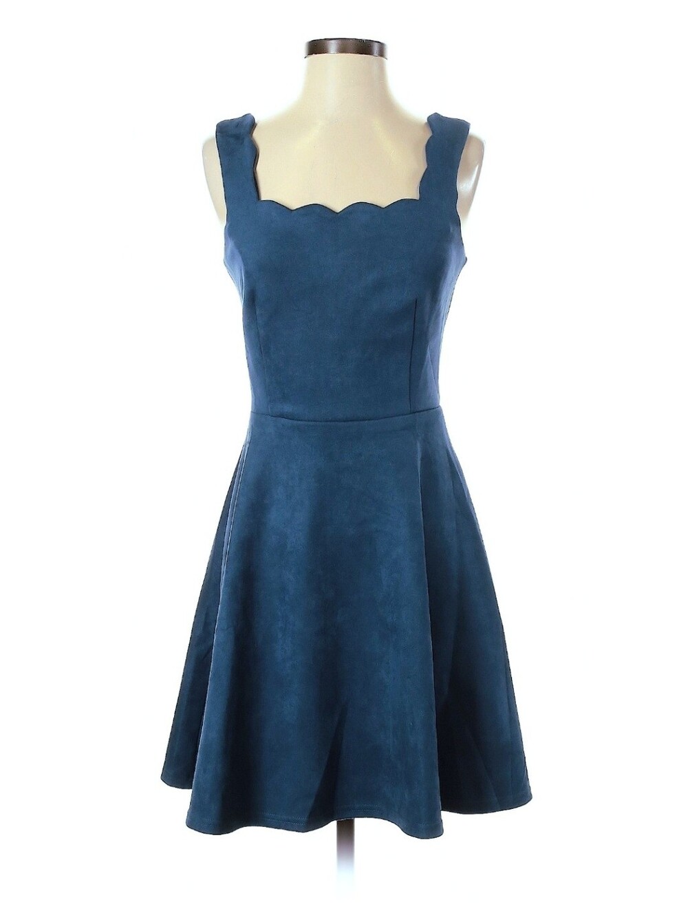 Teal Scallop-Neck Fit & Flare Dress